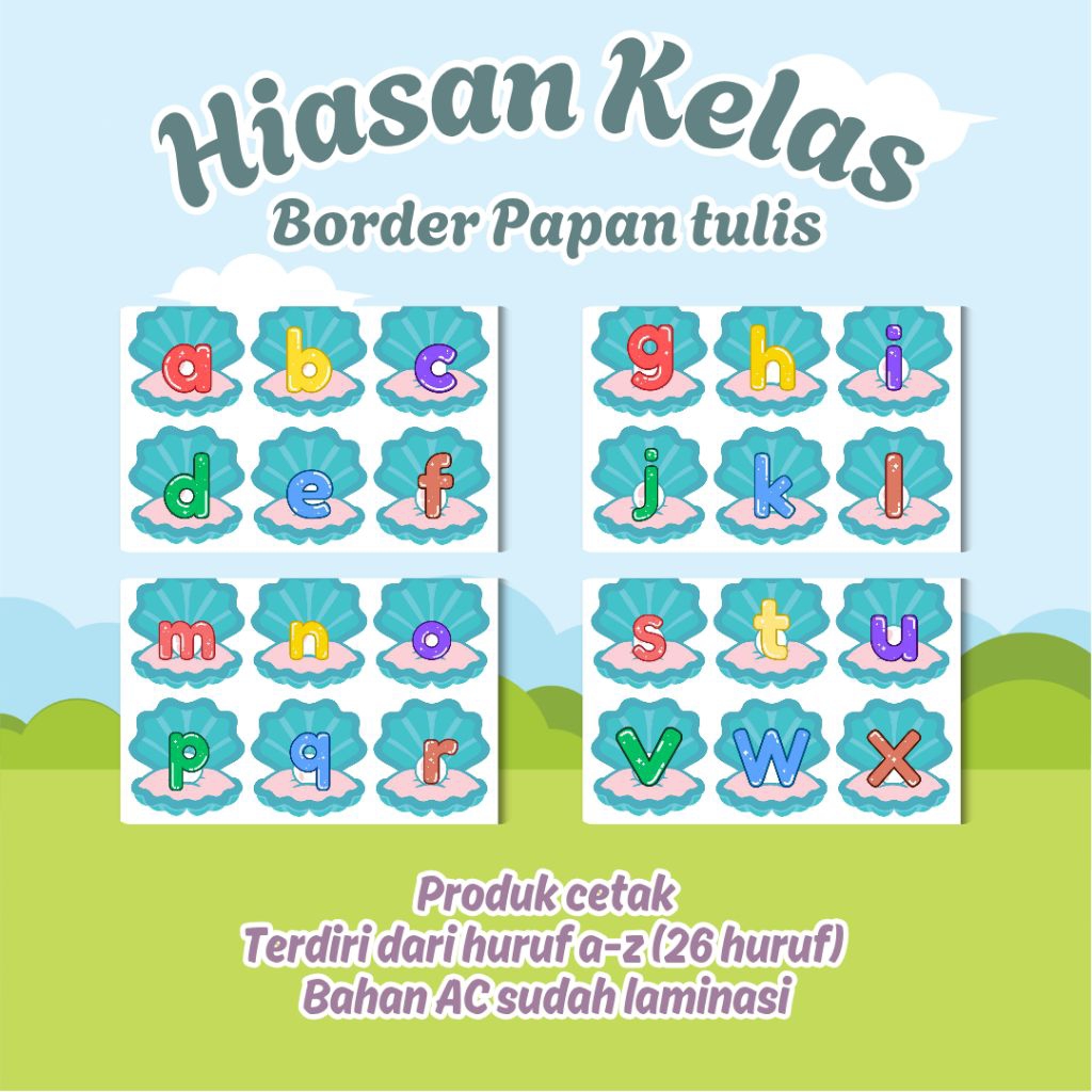 [Hiasan Kelas] - Border Papan Tulis | Dekorasi Kelas | Hiasan abjad | Huruf alphabet
