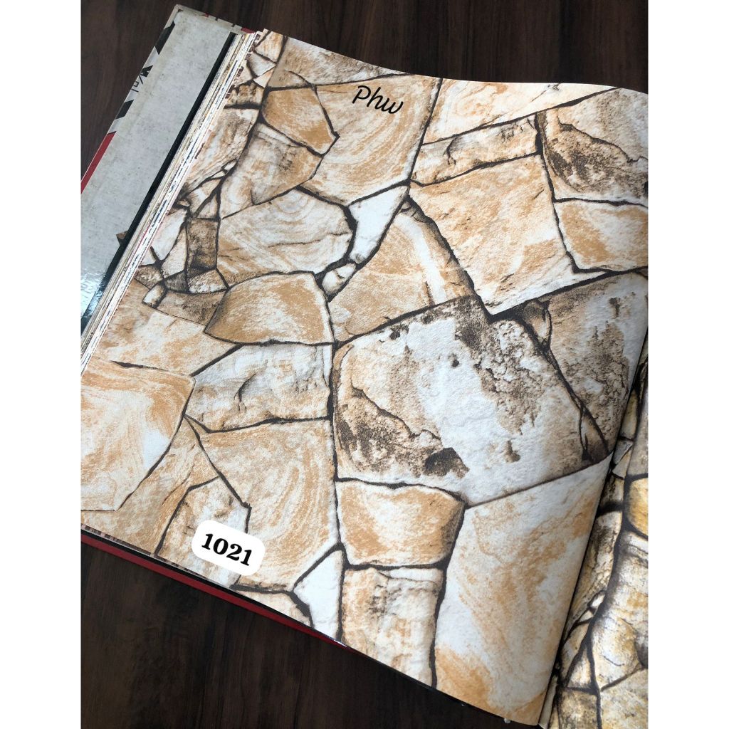 Wallpaper Dinding Sale Roll Besar Motif Batu Alam Merah Orange Abstrak 3D Colani