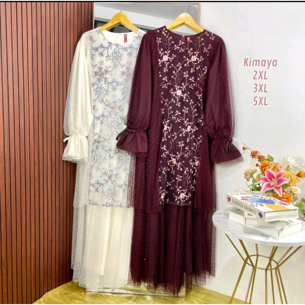 (mf.id) Kamaya Dress Brukat Jumbo Lebaran | Dress Pesta | Dress Kondangan | Dress Cantik Elegant | D