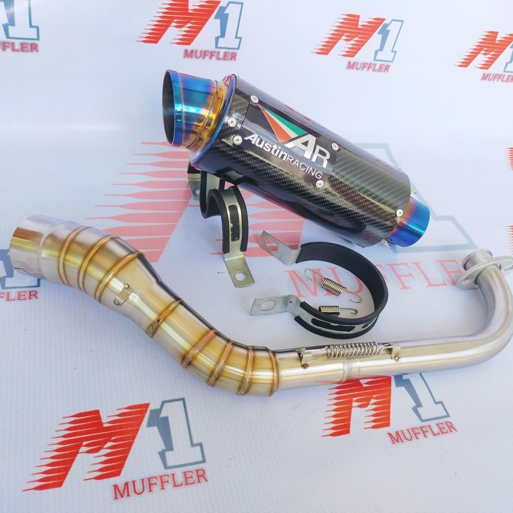 Knalpot Racing AR Austin Racing biru karbon matic Vario 160 150 Pcx 150 160 Beat Karbu deluxe Mio J 