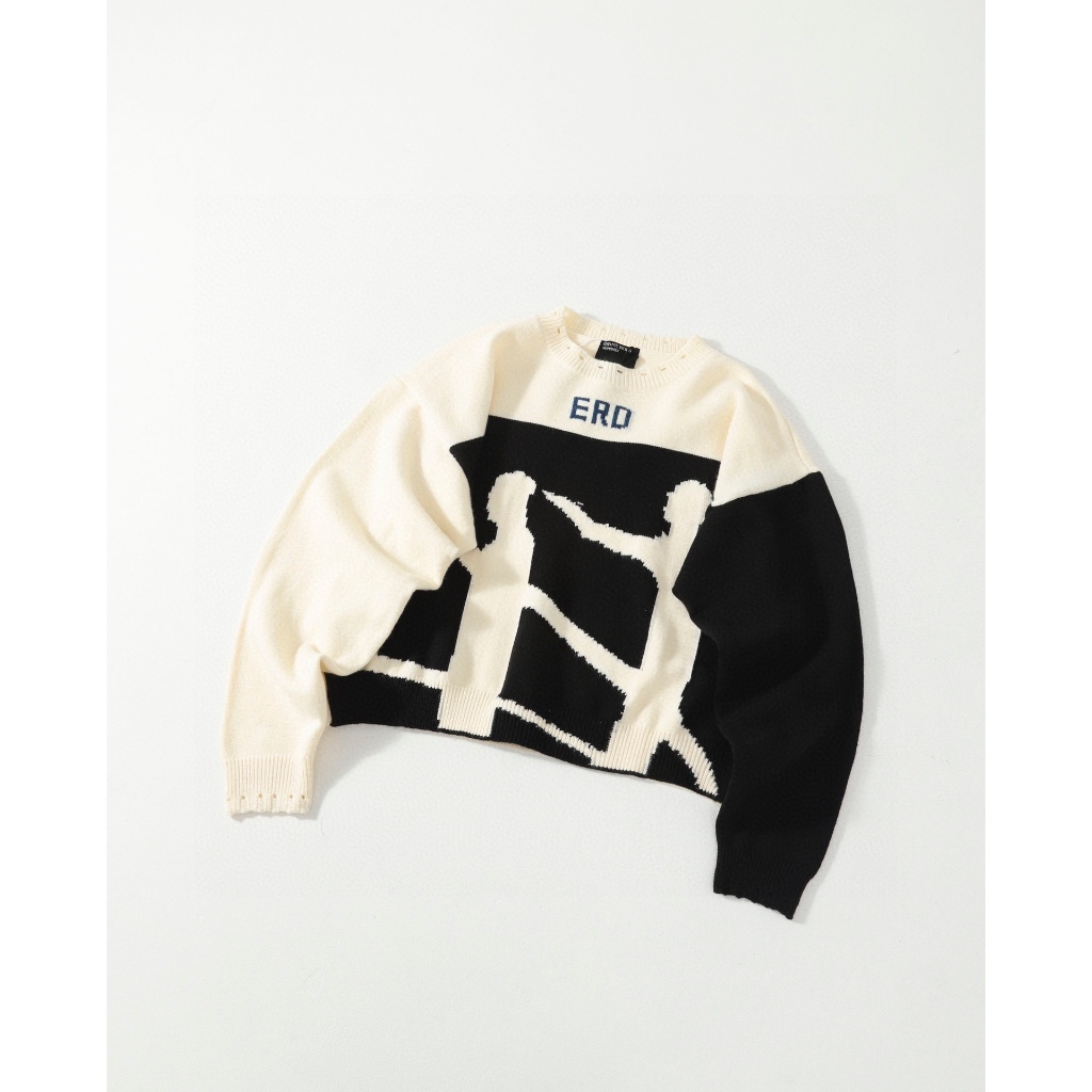 Enfants Riches Deprimes ERD silhouette seperti mode jalan tinggi tangan merusak sweater velvet pasan