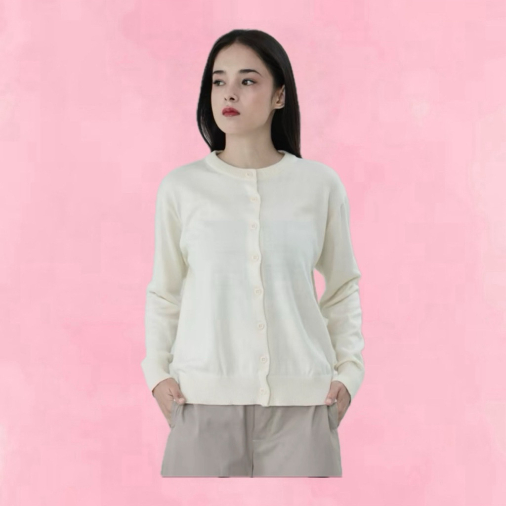 NEW Basic Knit Cardigan Warna Dancow (Putih Tulang) by Shopinkae