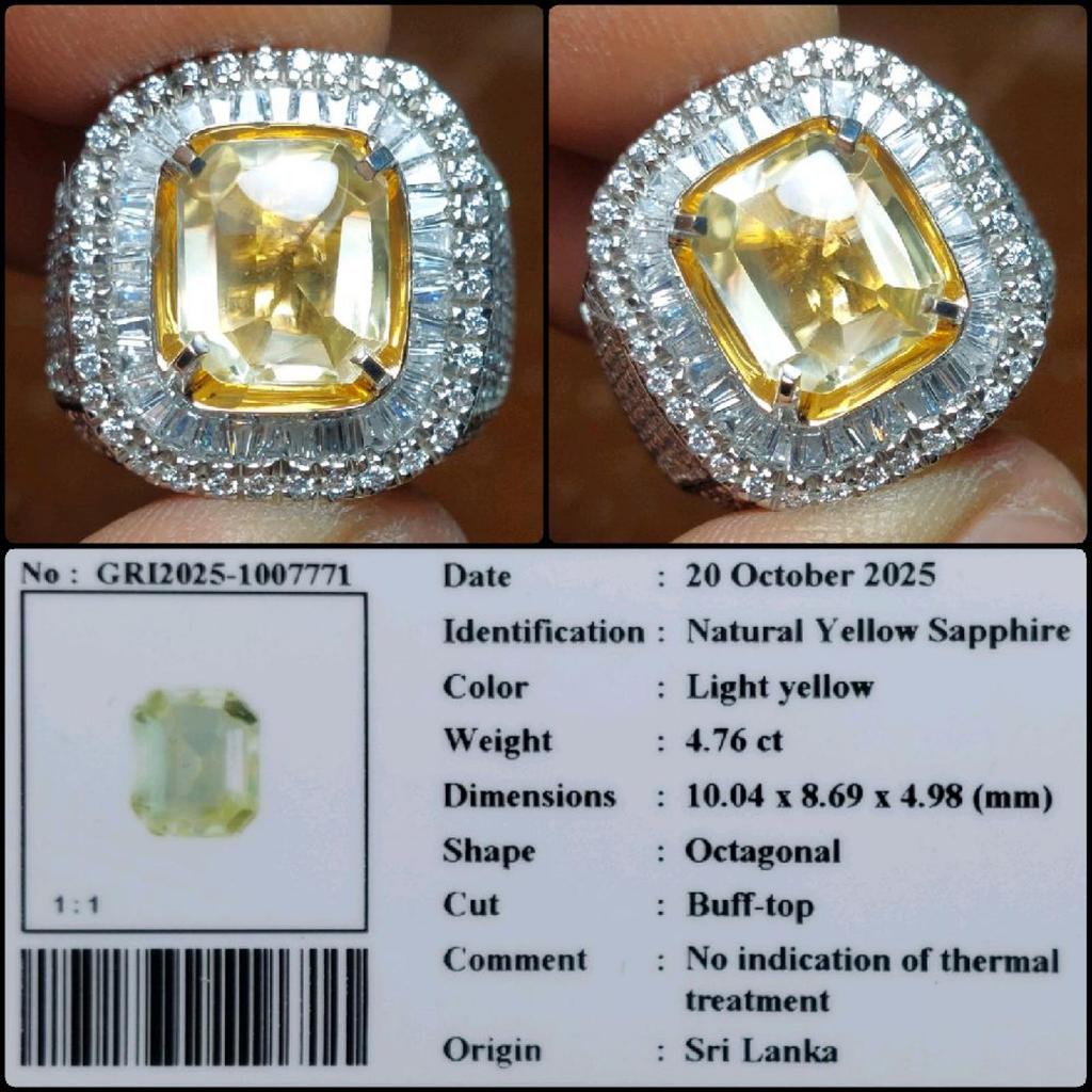 Natural Yellow Sapphire NH No Heat Srilanka Crystal Clean Gems Batu Permata Yakut Safir Kuning