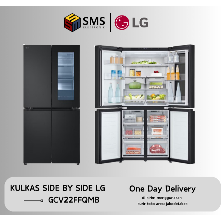 Kulkas Multi Door LG GC-V22FFQMB 595 Liter Kulkas LG Inverter Linear GCV22FFQMB // LG GCV22