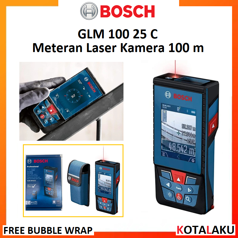 Bosch GLM100 GLM 100 25 C 25C Meteran Laser Digital Rangefinder Alat Ukur Jarak Kamera 100 meter