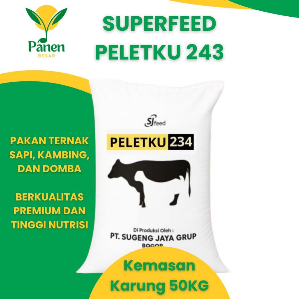 Pelet Pakan Ternak Sapi, Kambing, Domba Kemasan 50 Kg Bernutrisi Tinggi