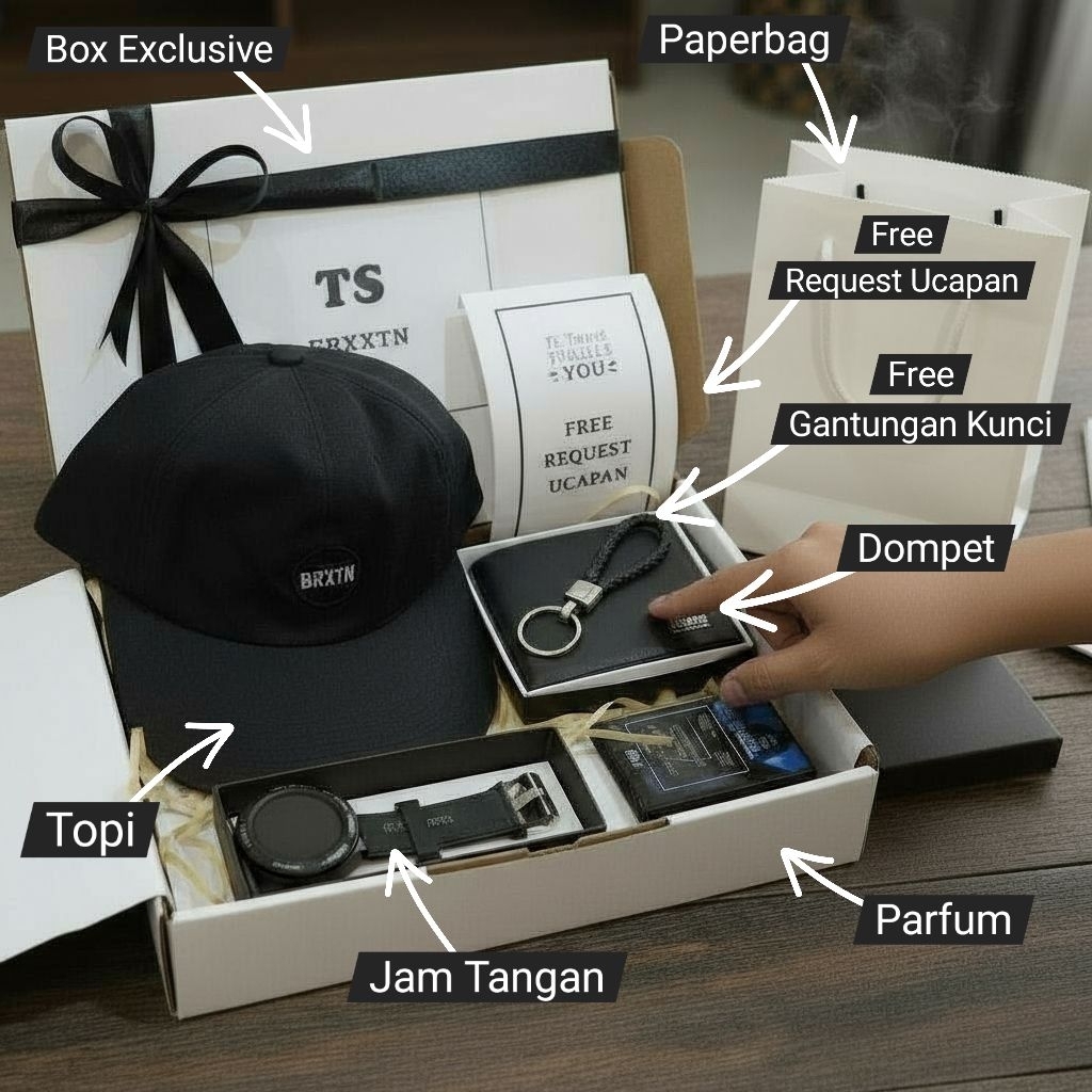 TERLARIS Hampers Gift Box Cowok/Pria Exclusive Untuk Hadiah/Kado Isi Jam Tangan Dompet Parfum Dll