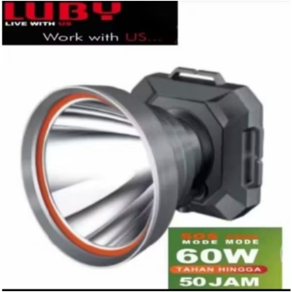 Senter kepala luby 60 watt tahan 50jam