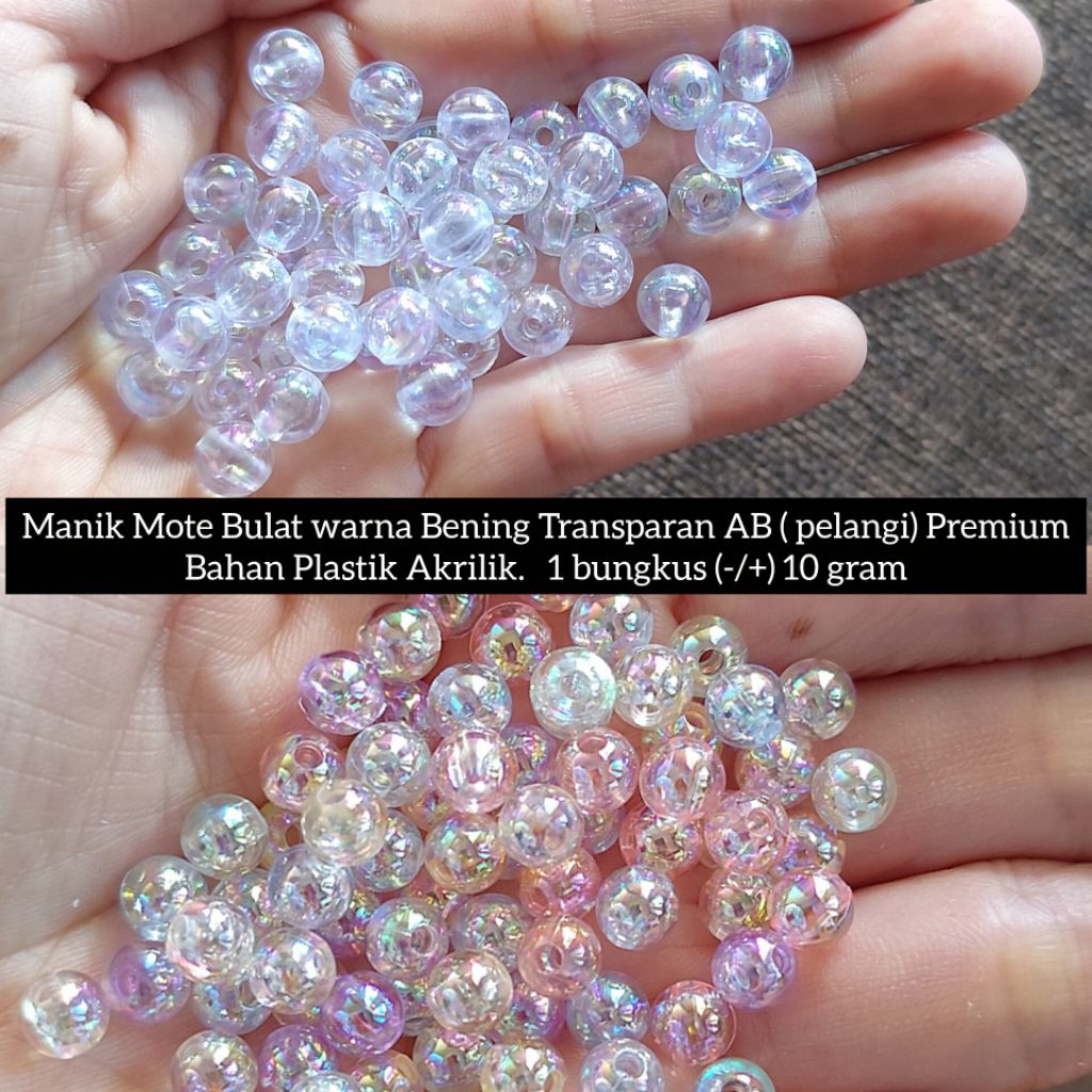 [10gram] manik mote bulat akrilik bening 6mm / manik clear 6mm / Manik clear premium / manik mote bu