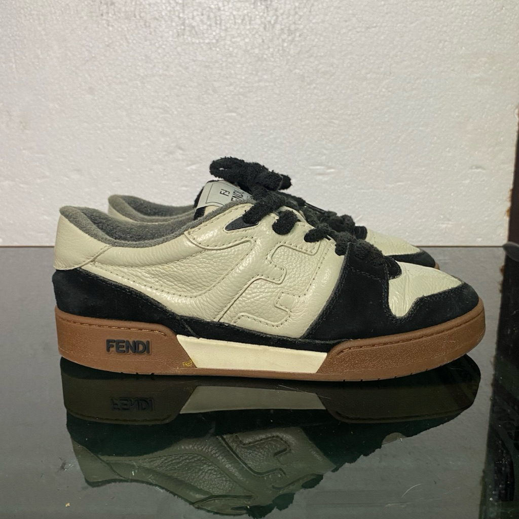 Size 43 iNsole 27 Cm Sepatu Casual Fendi Match Low Top Suede “Black Beige Pria Wanita Pilihan