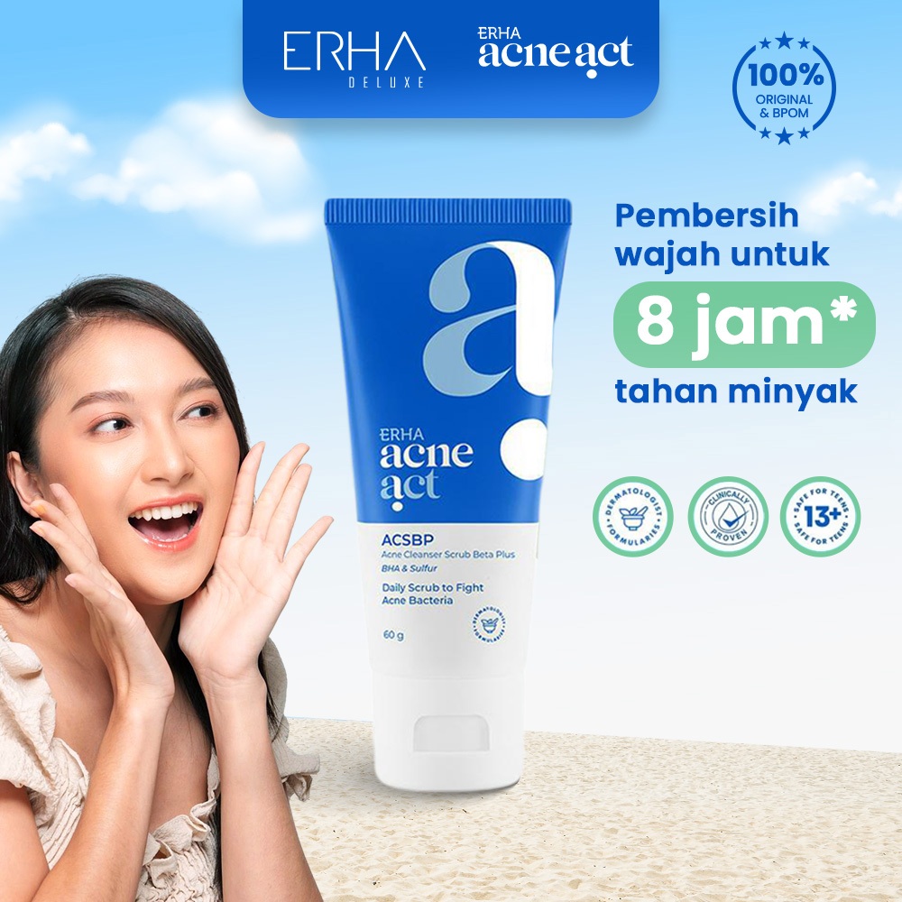 ERHA ACSBP Acne Cleanser Scrub Beta Plus -  Sabun Muka Pembersih Jerawat Terbukti Klinis BPOM 60g