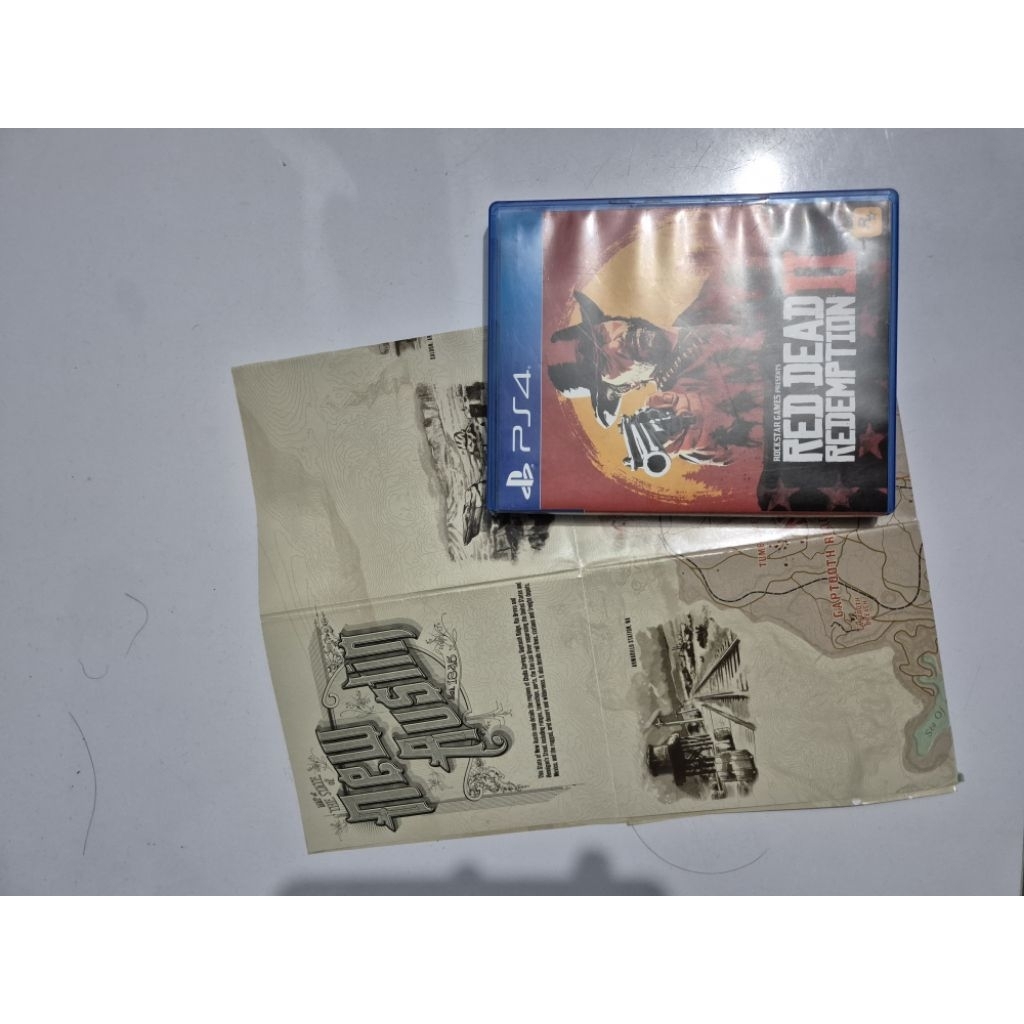 BD PS4 RED DEAD REDEMPTION 2 + MAP, RDR2, RDR, BEKAS PEMAKAIAN HABIS TAMAT, KONDISI FISIK SANGAT BAG