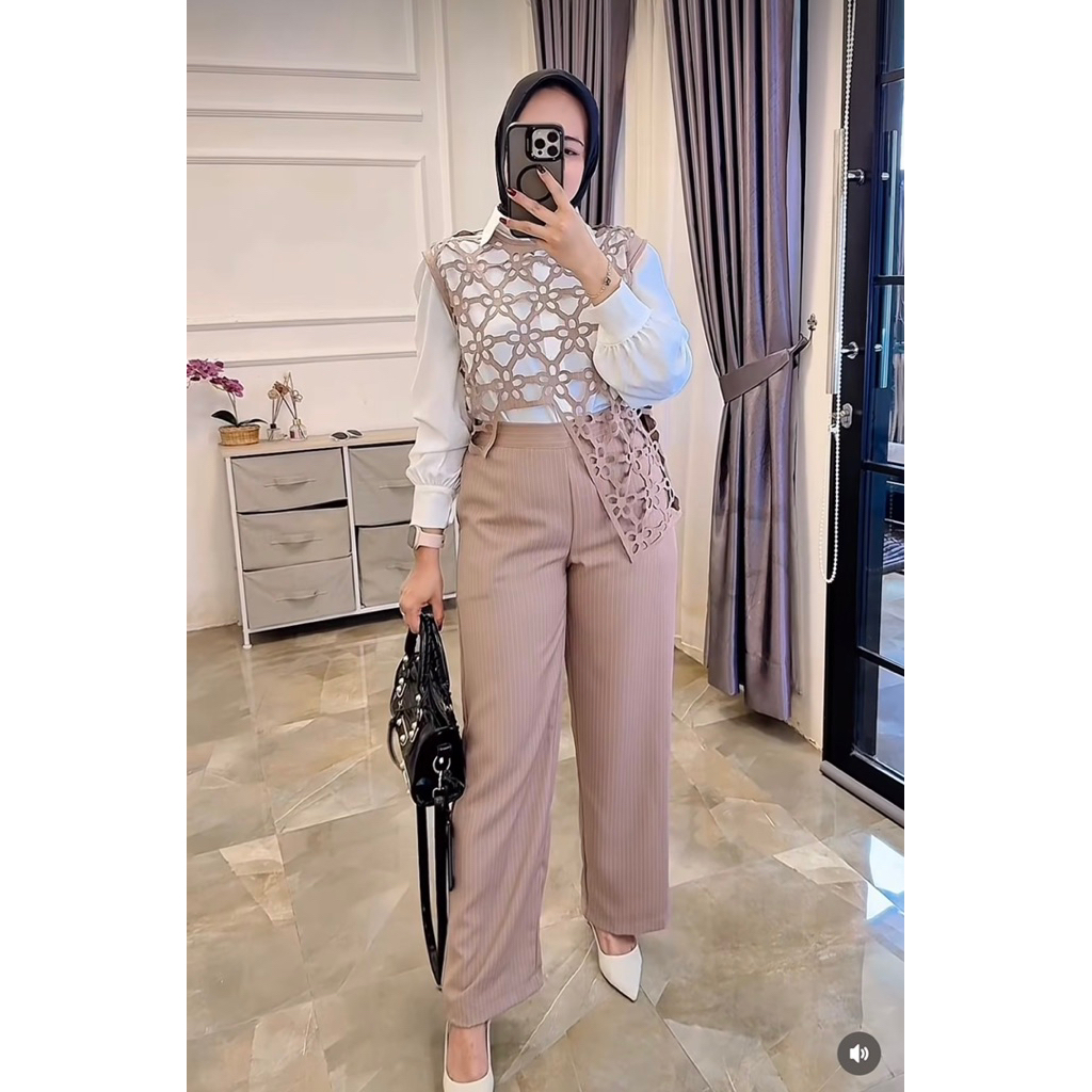 Setelan Vest Wanita Terbaru Kekinian Bahan Malorca Mix Shakilla Premium |Outfit Kekinian Wanita | Da