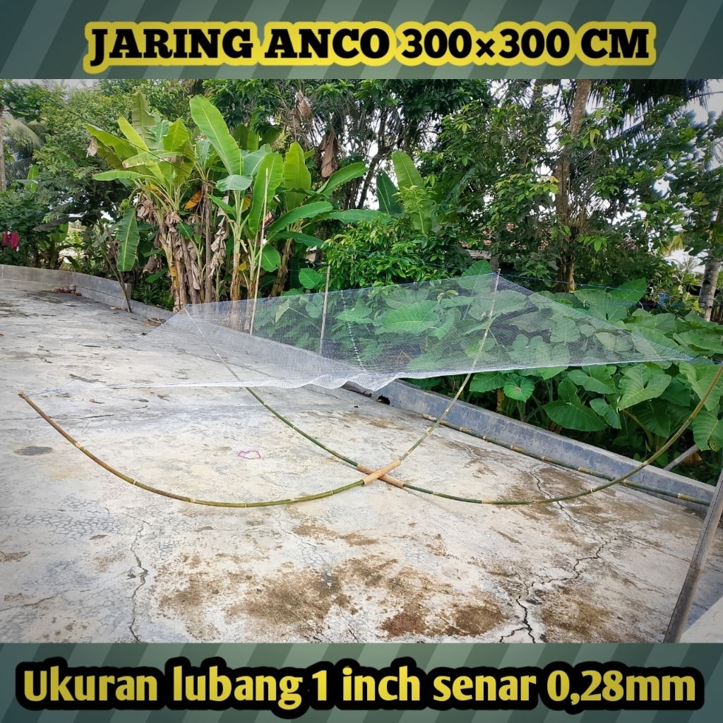 Sirib ikan / Anco ikan ukuran 300×300 cm persegi lubang 1 inch branjang, Anco, tangkul ikan,alat pen