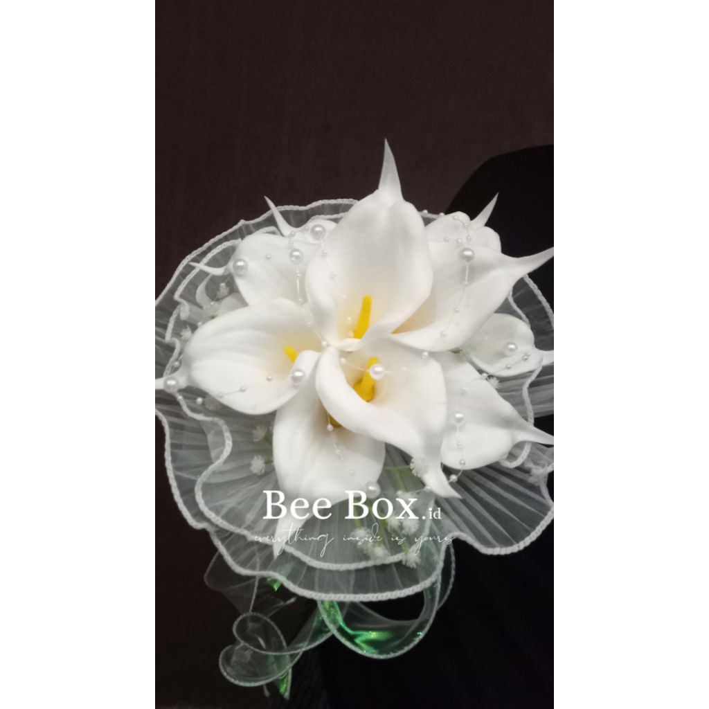 ​[PREMIUM] Hand Bouquet Bunga Calla Lily Putih Artificial - Bridal Wedding Bouquet - Bunga Pengantin