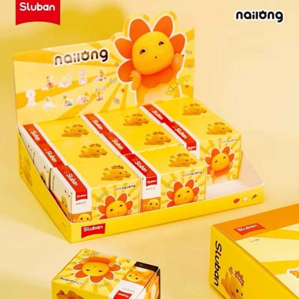 Nailong Blind Box Gacha Set Koleksi Figure Nailong Series Nai Long Yellow Dino Mystery Box (1/9) - P