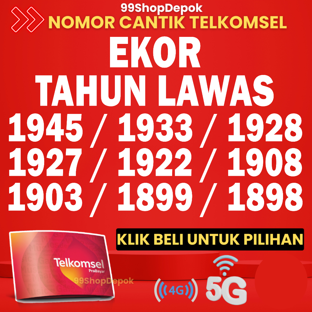Nomor Cantik Telkomsel Simpati 4g 5g kode TAHUN P4 Simcard Cantik 1922 1945 1903 1926 1927 1928 1933