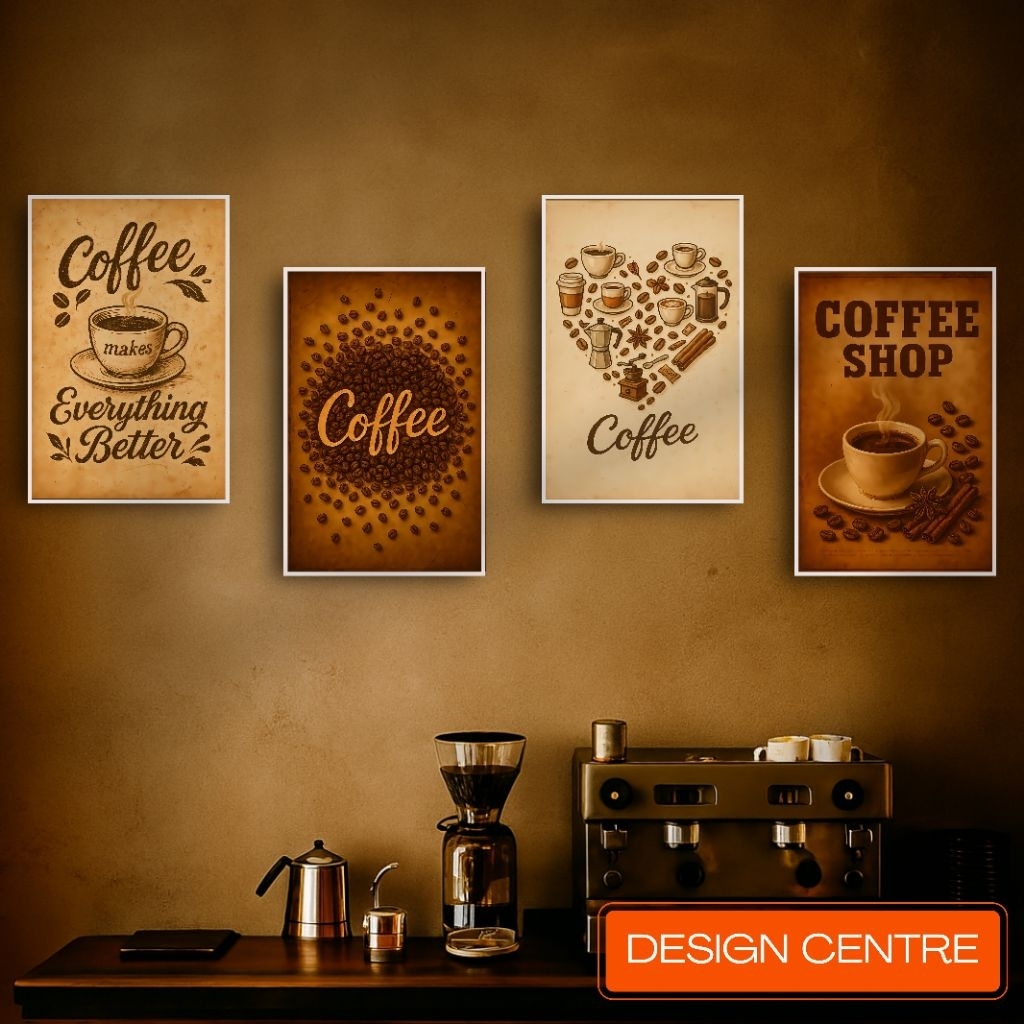 SET58 Hiasan dinding walldecor poster MDF Poster Kopi Cafe