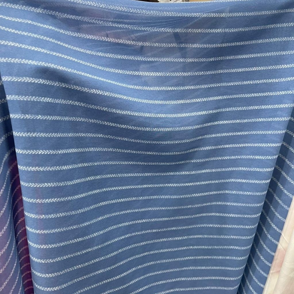 kain sifon ceruty motif salur premium - warna blue denim - kain ceruty baby doll - kain sifon premiu