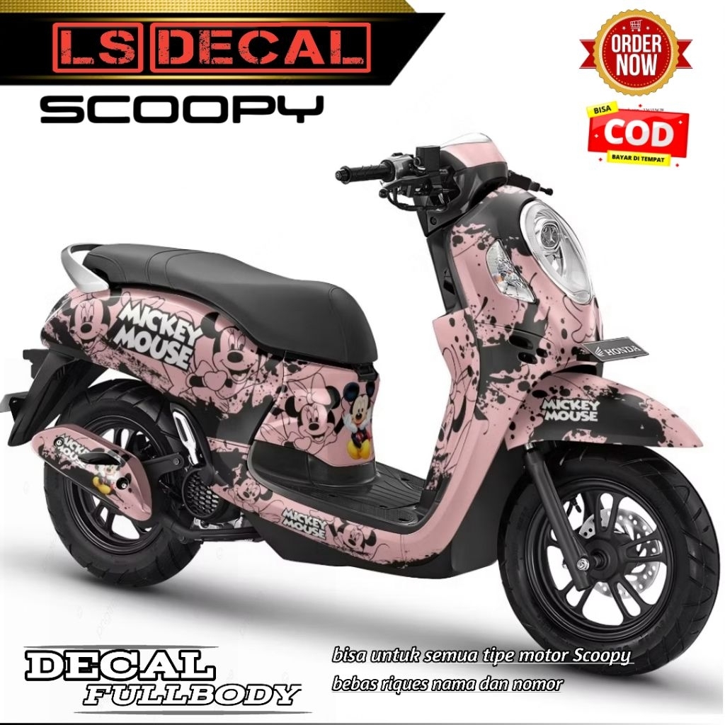 Stiker Full Body + Stiker Dashboard Decal Honda Scoopy Tahun 2012 - 2024 Mickey Mouse