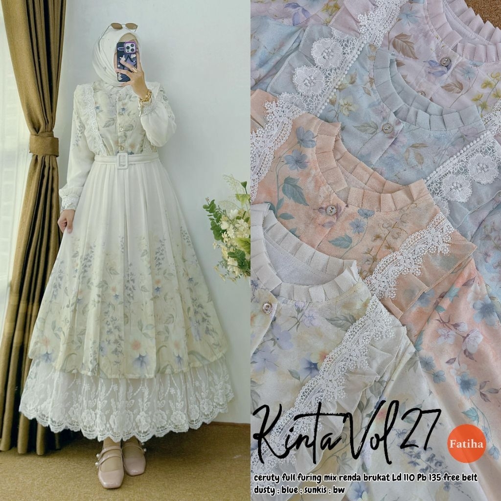 KINTA DRESS GAMIS CERUTY MIX BRUKLAT WHITE TERBARU SEORINA BUSUI TERBARU Muslim Dewasa Wanita GAMIS 