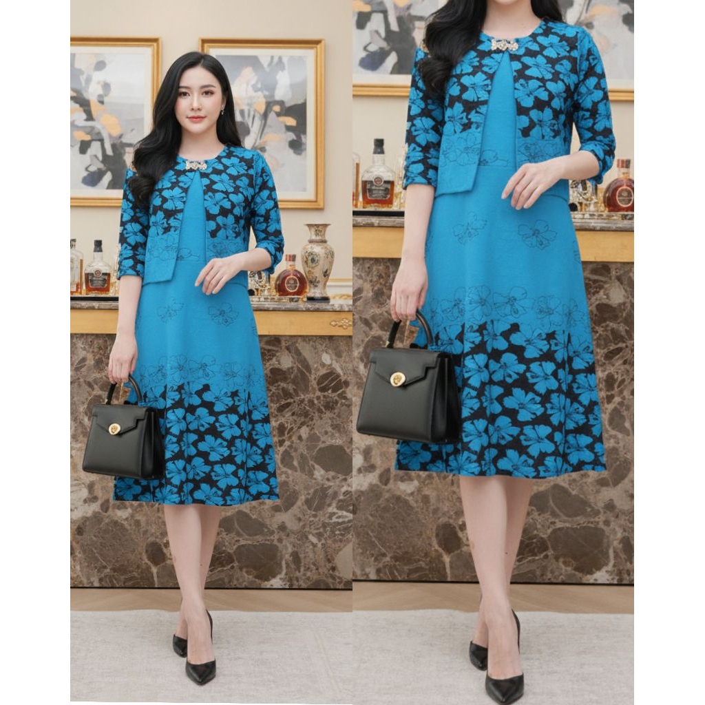 Dress Scuba Kaos  blazer Scuba bordir premium