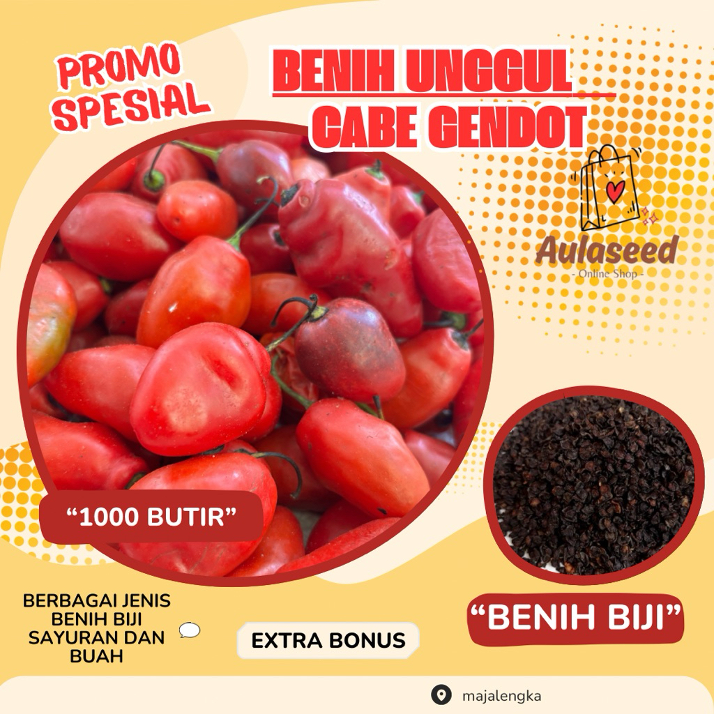 (1000 Butir) Benih Biji Cabe Gendot> Bibit Cabe Gendot>+ Bonus