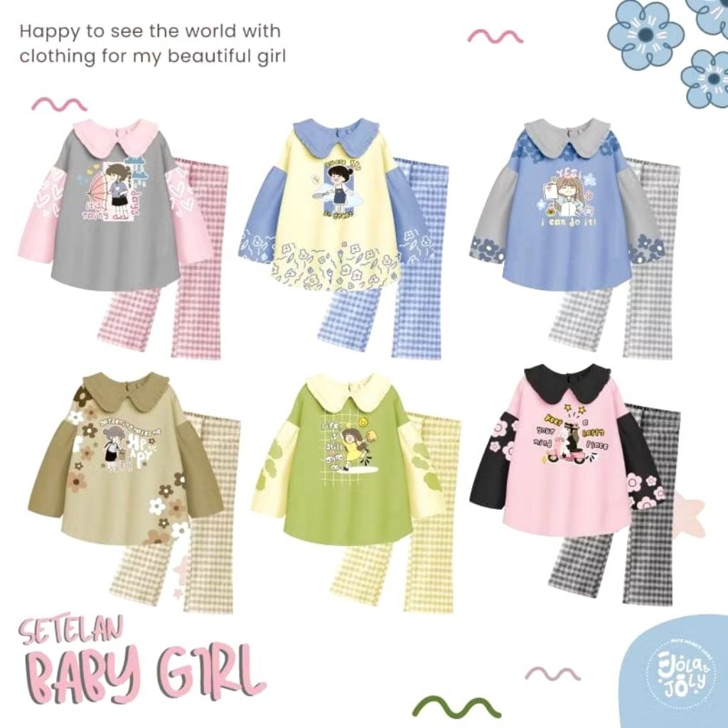 Set Baby Girl By Jola & Joly | Set Kaos dan Celana Anak Baby Girl Jola Joly