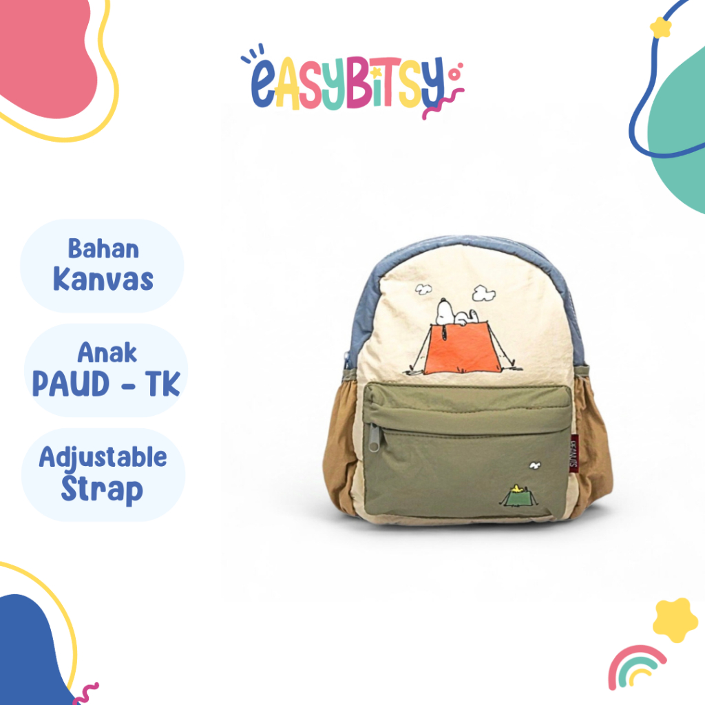 Easy Bitsy - Tas Ransel Anak Laki-laki Snoppy Backpack Sekolah PAUD TK - Zara
