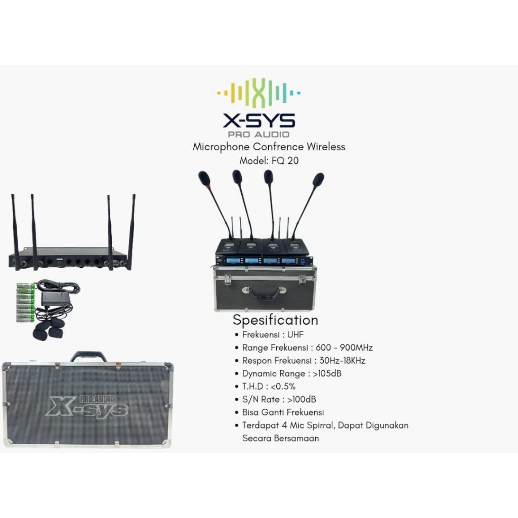 Mic Wireless X-SYS FQ20 isi 4 (Mic Rapat)
