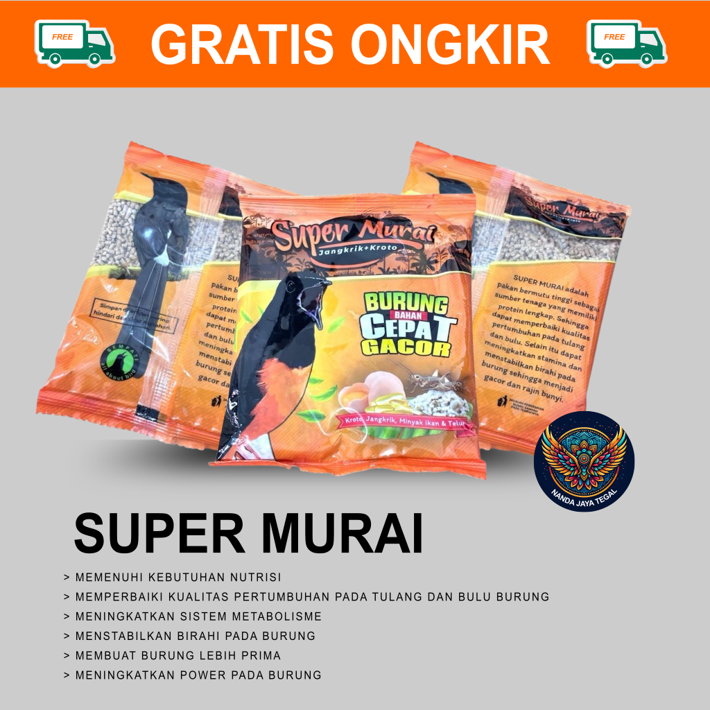 SUPER MURAI PAKAN BURUNG VOER BURUNG MENGANDUNG PROTEIN TINGGI ISI 100 GRAM