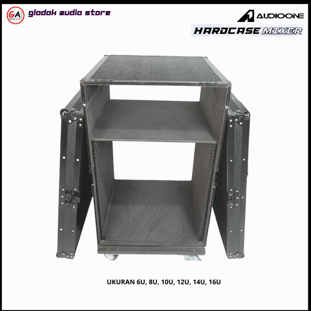 Box Hardcase Plus Mixer Ukuran 6U 8U 10U 12U 14U 16U List Hitam Rak Box Aksesoris Audio Sound System