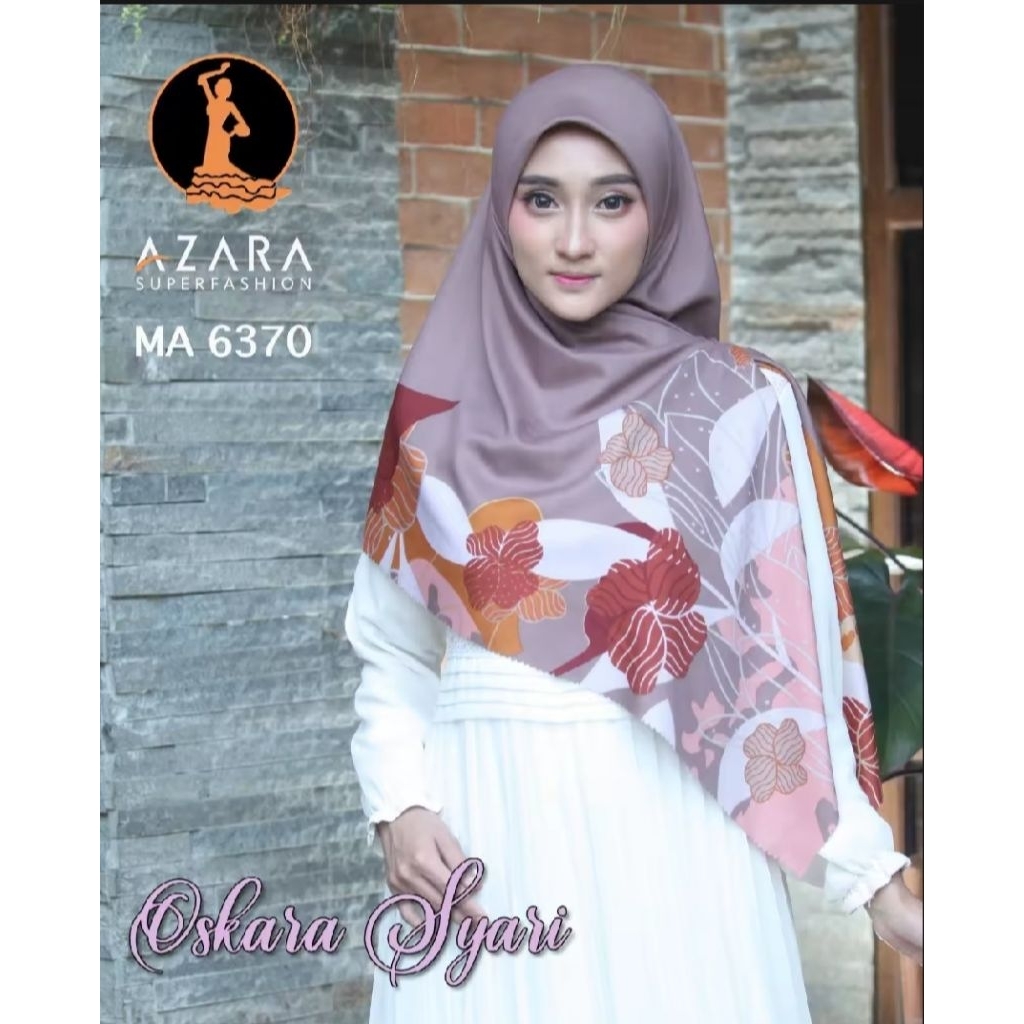 Jilbab Azara Oskara Syari Motif Bunga Hijab Segi Empat Premium 130X130 Kerudung Jumbo Terbaru