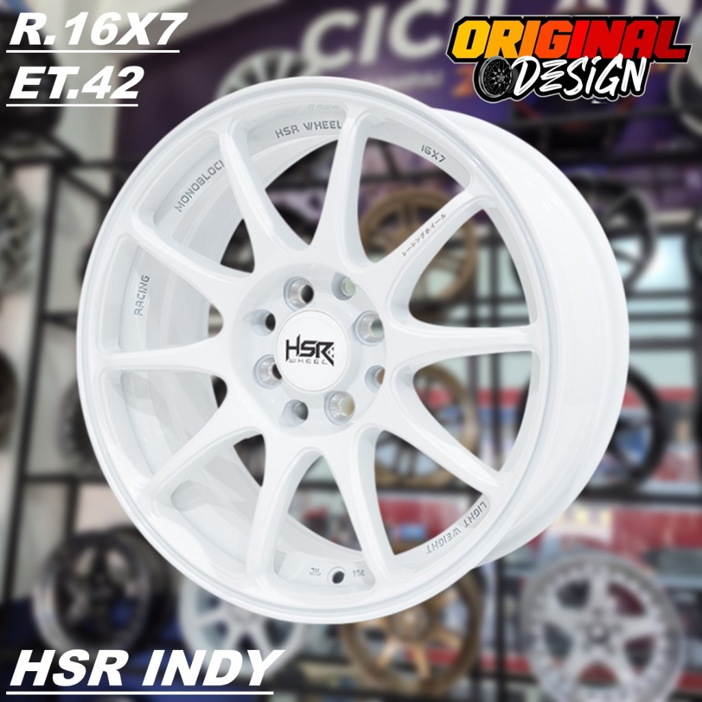 Velg Mobil HSR Ring 16 Putih Untuk Sigra Agya Avanza Lubang 4 HSR INDY R16