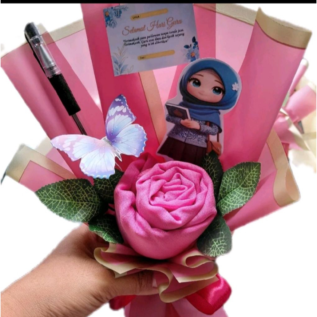 buket hijab hari guru buket hijab wisuda buket kerudung hadiah hari guru (free kardus packing)