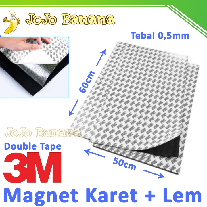 MAGNET Rubber Sheet Adhesive Double Tape 3M Size 50x60cm Tebal 0,5mm Lembaran Karet Hiasan Kulkas Mo