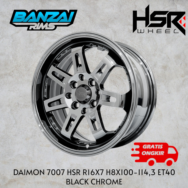 PROMO velg ring 16 model palang warna black chrome / velg racing black chrome r16 hsr daimon