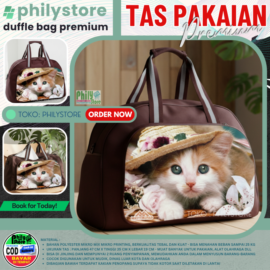 Travel Bag Tas Traveling Pakaian Baju Jumbo Wanita Jinjing Tas pakaian motif kucing / TAS TRAVEL TAS