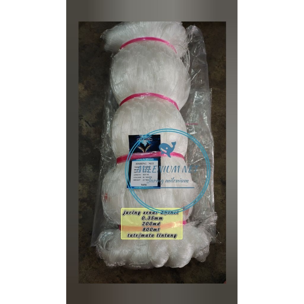 jaring senar 2¼inci 0.35mm 200md 800ml/jaring senar 2½inci 0.35mm 180md 720ml  tate