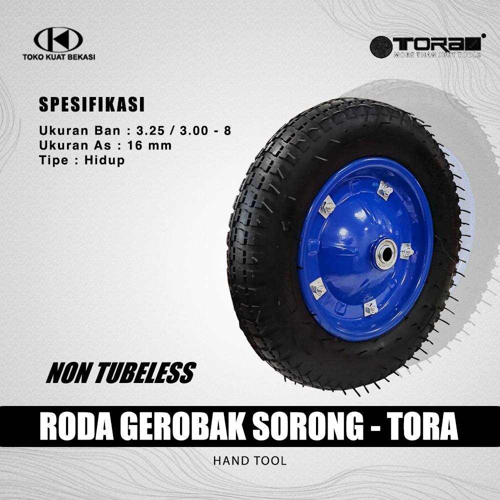 Roda gerobak sorong merk TORA ukuran AS 16MM
