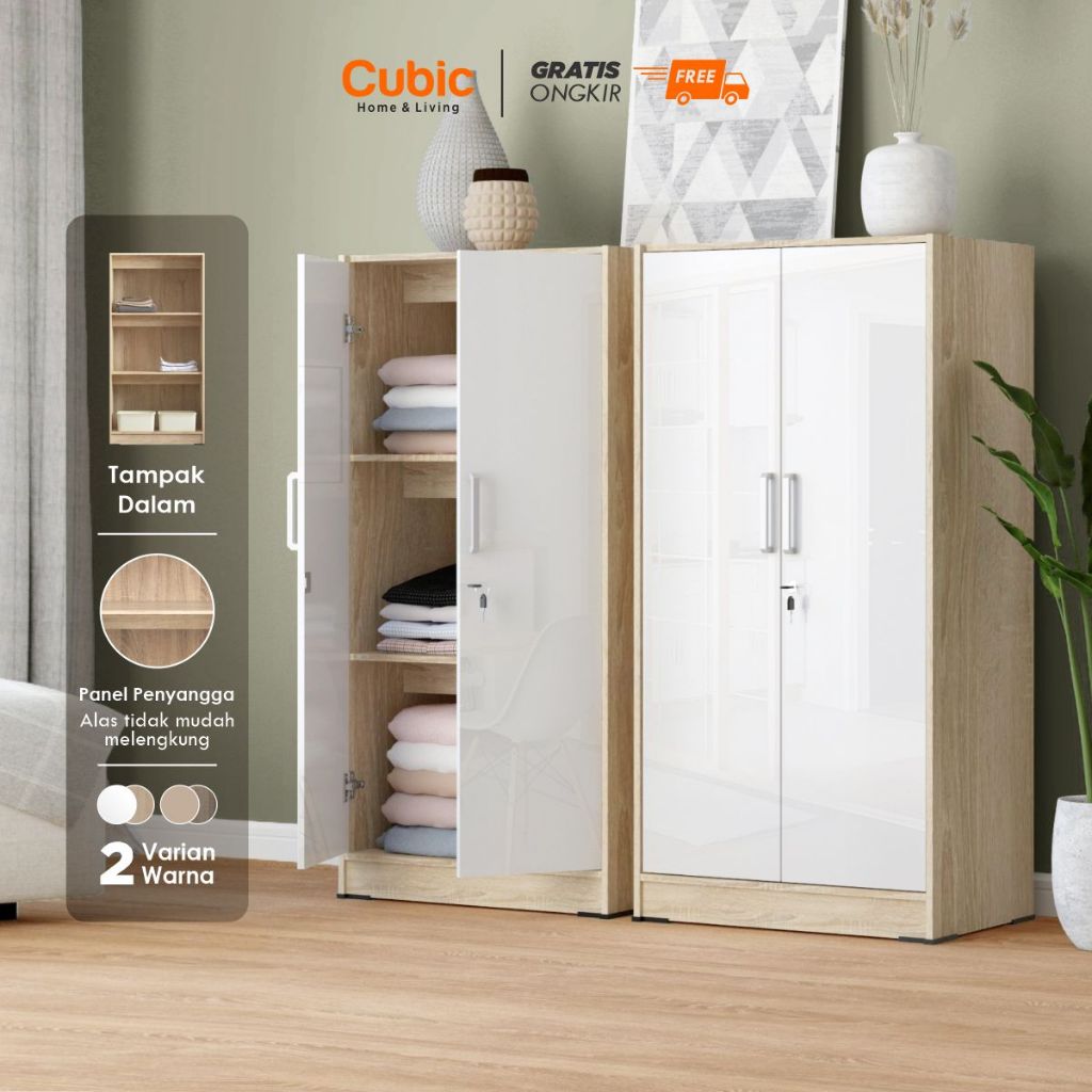 Cubic Lemari Kecil Minimalis / Almari Pakaian 2 Pintu / LUNA BL 120