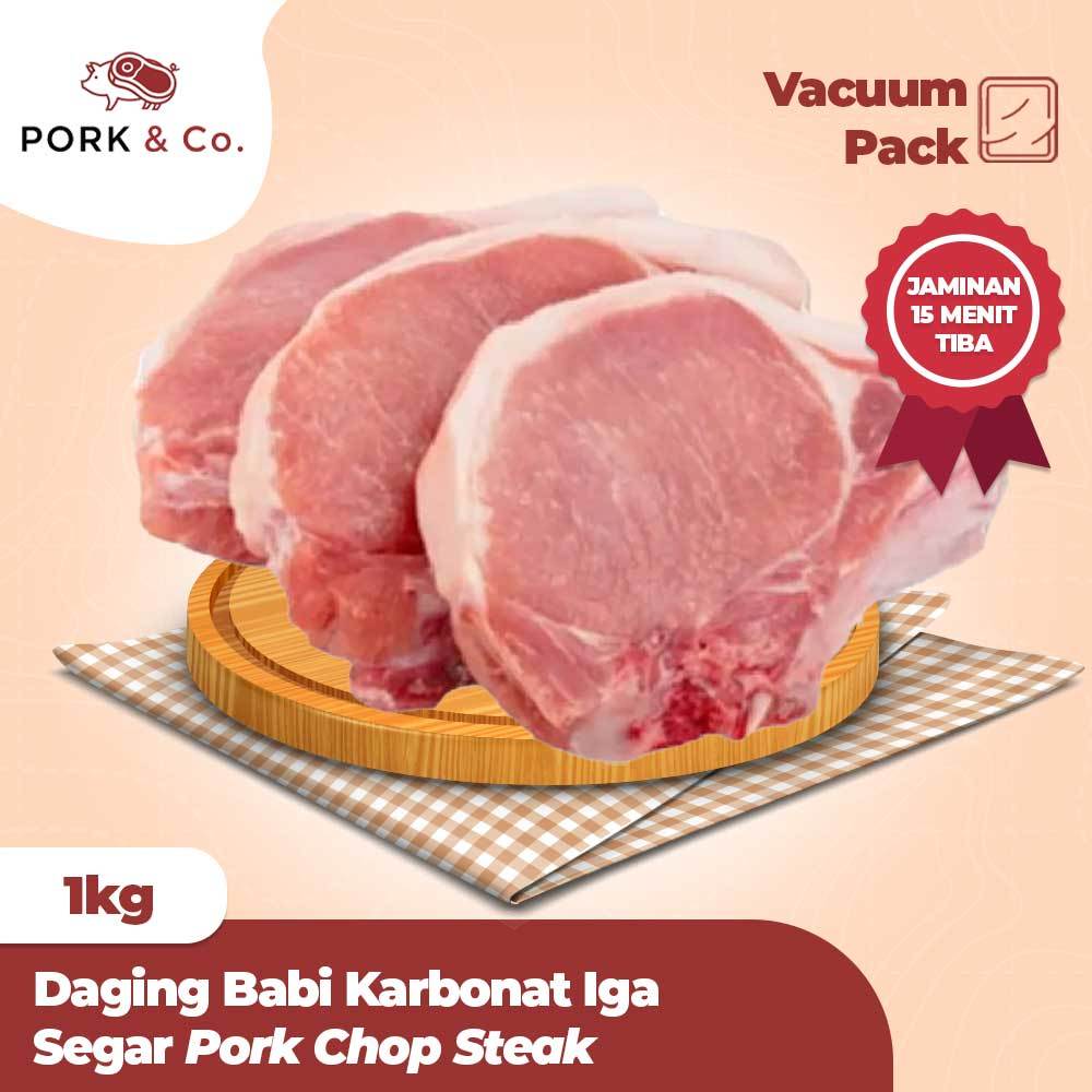Daging Babi Karbonat Iga Segar Pork Chop Steak Import 1kg