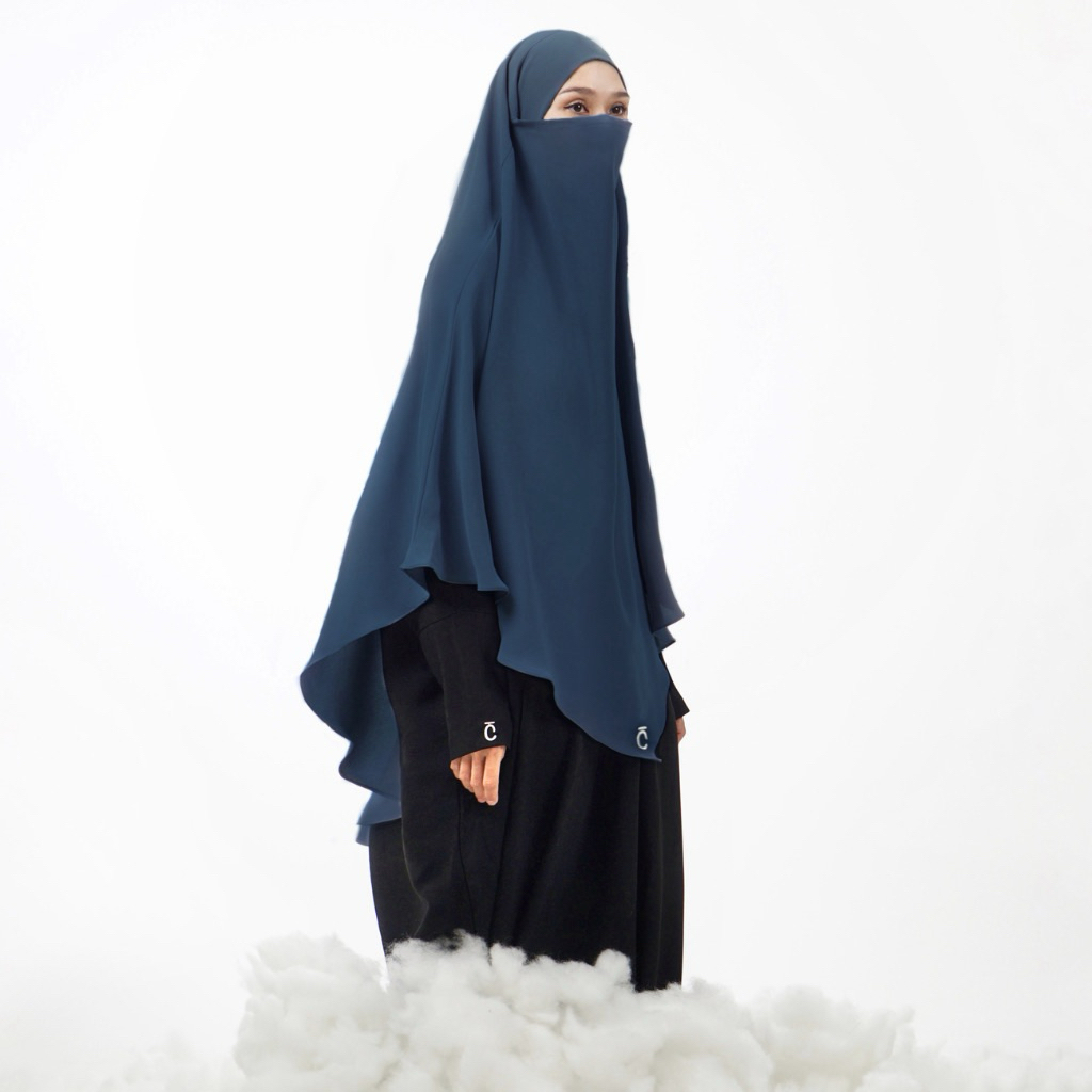 One Set Darkteal French Khimar Chadaree & abaya bonavista (preloved)