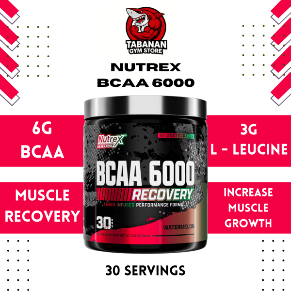 (PROMO) Nutrex USA BCAA 6000 Amino Acid 30 Servings Membantu Pertumbuhan & Pemulihan Otot
