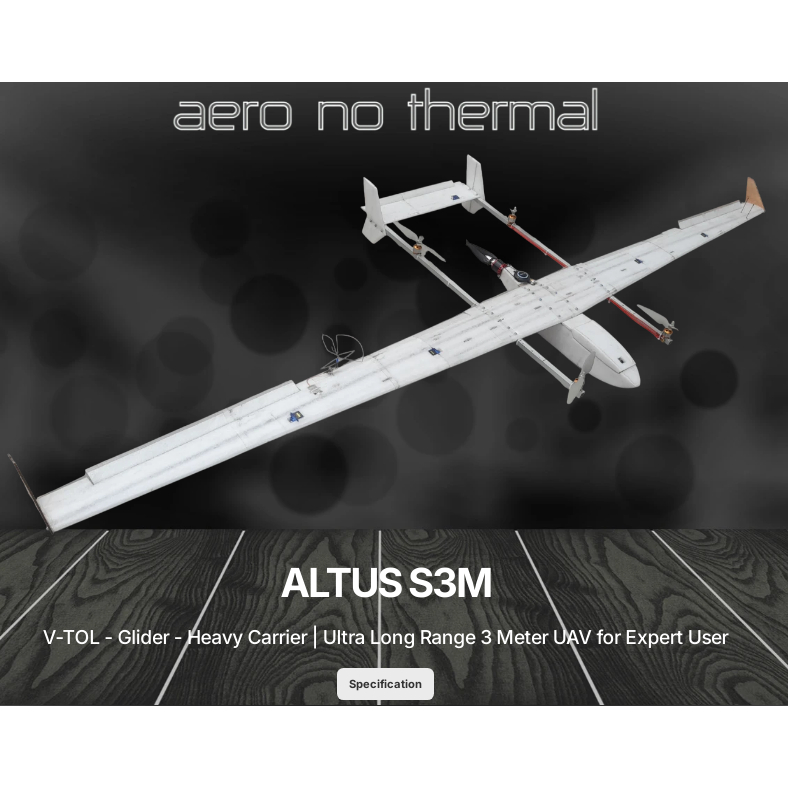 ALTUS S3M V-TOL Glider Heavy Carrier Kit RC Pesawat EPP 3 Meter for Expert User Aero no Thermal