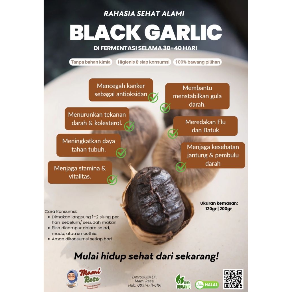 Black Garlic | Fermentasi Bawang Putih Tunggal | 100% Organic