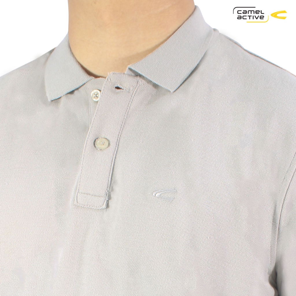 camel active Men's Grey CVC Pique Polo Shirt