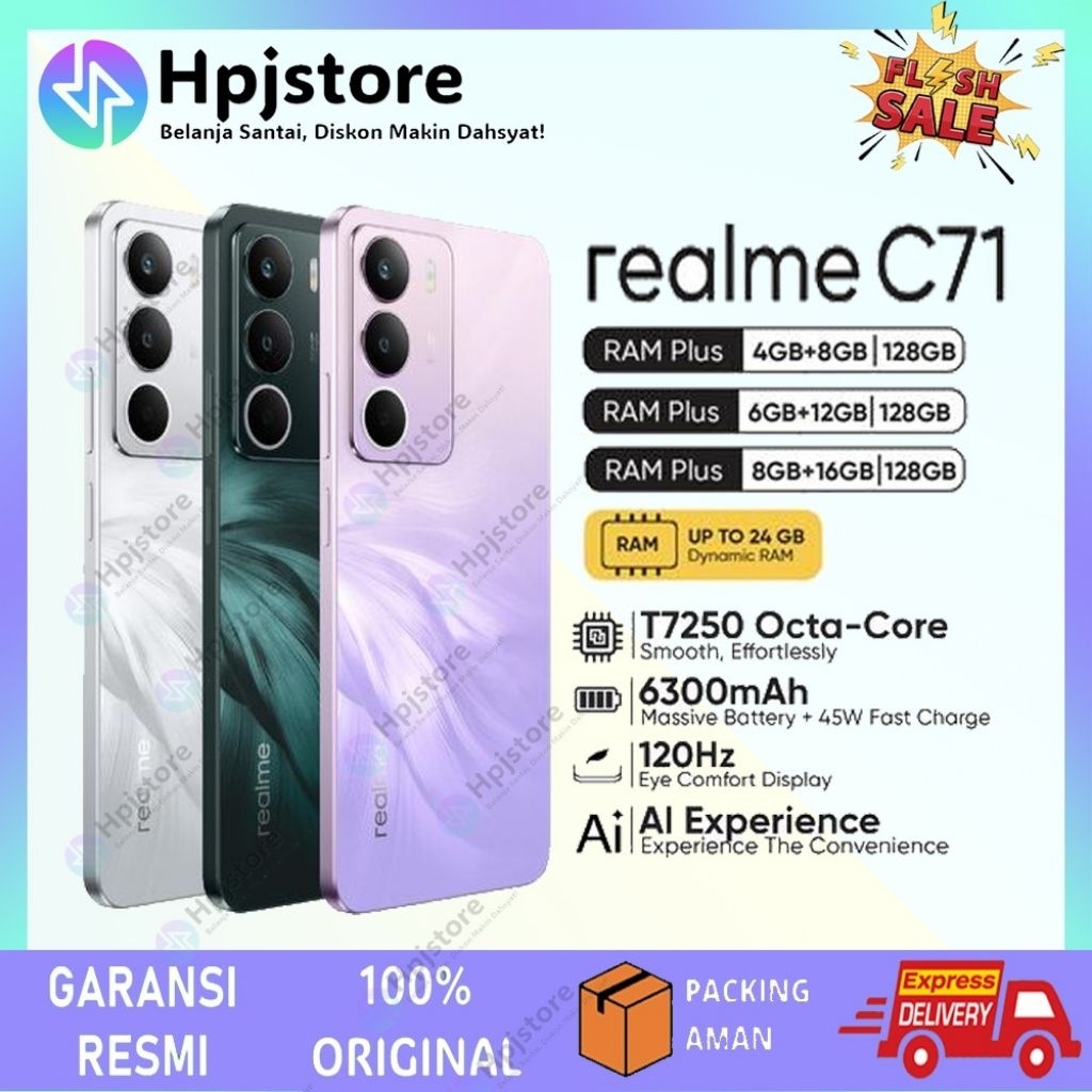 Realme C71 NFC | Ram (4/128GB) - (6/128GB) - (8/128GB) | 120Hz  [ Baterai 6300mAH + Fash Charging 45