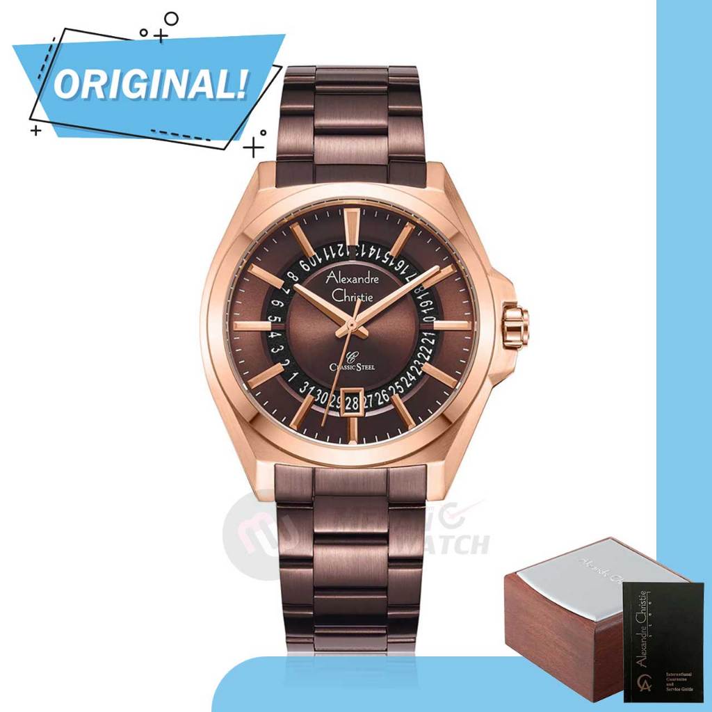 Jam Tangan Pria Analog Alexandre Christie 8688MD AC8688 AC 8688 MD 8688 MDBROBO Original Garansi Res
