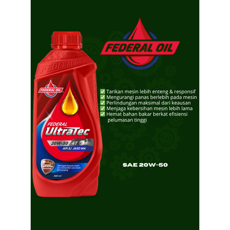 Oli Federal Ultratech SAE 20W-50 Motor Oli 1L Oli Mesin Motor Tiger Megapro GL Pro Vixion 1 Liter 10
